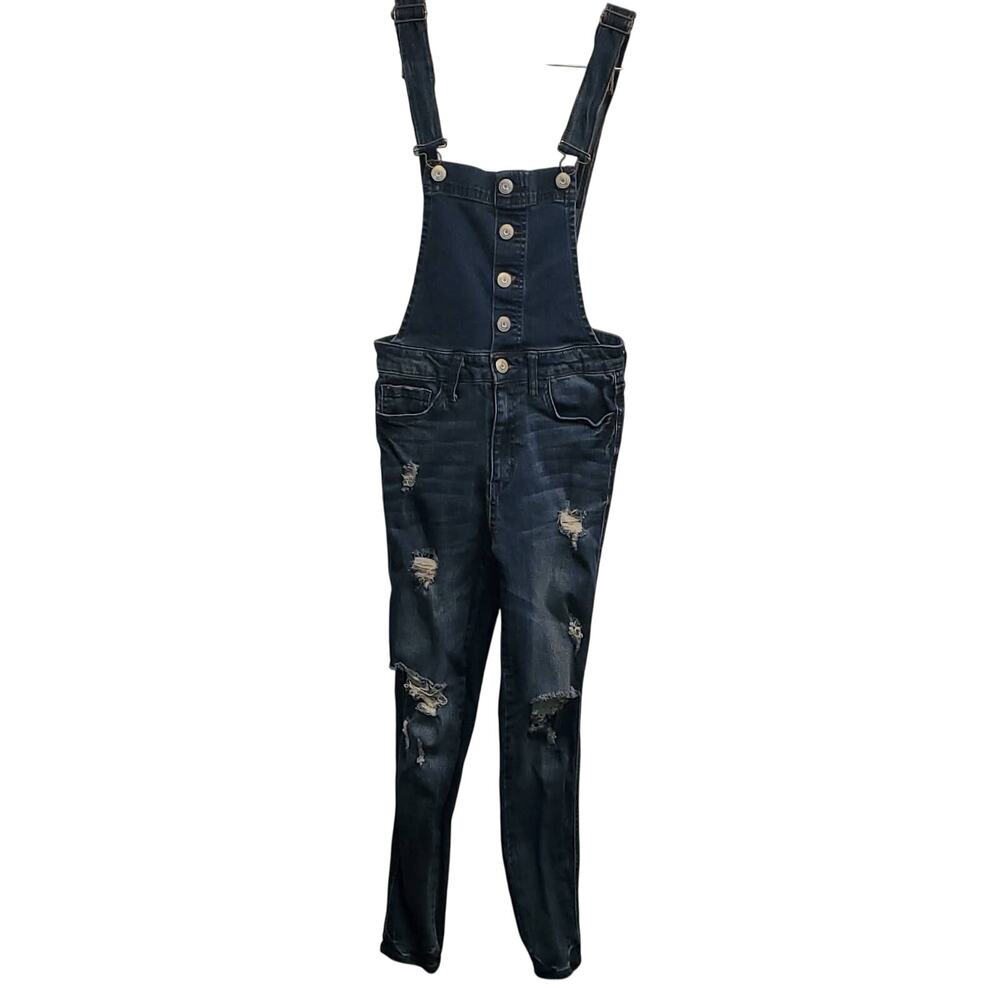 Aero Aeropostale Denim Distressed Jean Bib Coverall Button Fly Size 4